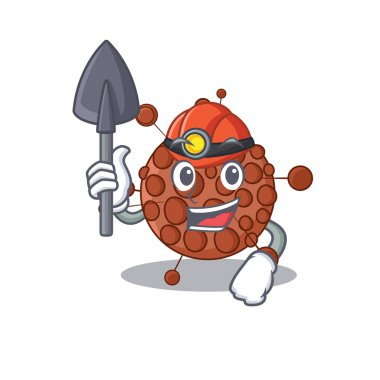 Alet ve miğferi olan bir madenci olarak Neisseria çizgi film tasarımı