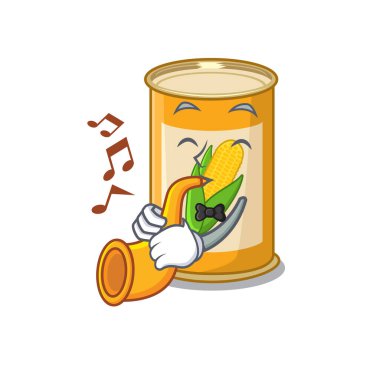 Karikatür dizaynında trompet çalan bir teneke müzisyen.