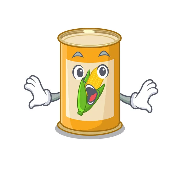 Corn tin mascot design concept having a surprised gesture — Stock Vector