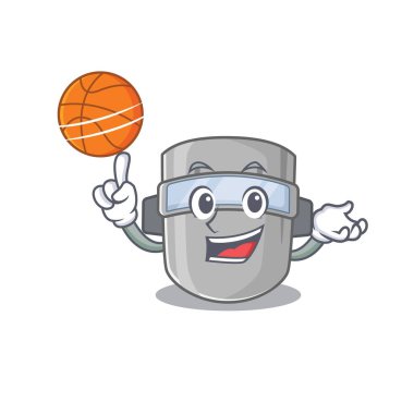 Basketbol ile kaynak maskesinin spor çizgi filmi tasarımı