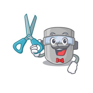 Yetenekli berber olarak kaynak maskesinin karakter tasarımı