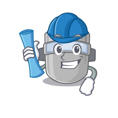 Kaynak maskesi mimarının mavi izli karikatür resmi