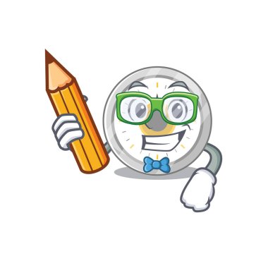 Eski bir öğrenci mutfak zamanlayıcısı maskotu tasarım çalışması. Salgın sırasında evde. Vektör illüstrasyonu