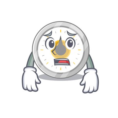 Çizgi film tasarımı. Mutfak zamanlayıcısı endişeli görünüyor. Vektör illüstrasyonu