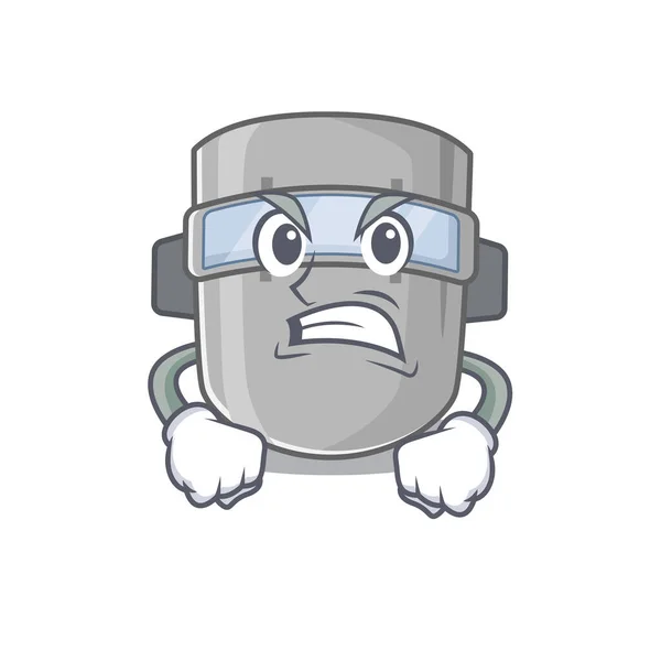 Una imagen de dibujos animados de la máscara de soldadura que muestra una cara enojada — Vector de stock