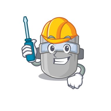 Kaynak maskesi karikatür tasarımı bir otomotiv olarak çalıştı