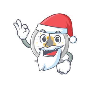 Mutfak zamanlayıcısı Noel Baba 'nın sevimli, tamam parmaklı çizgi film karakteri. Vektör illüstrasyonu