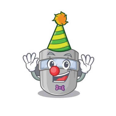 Gülen palyaço kaynak maskesi çizgi film karakter tasarımı konsepti