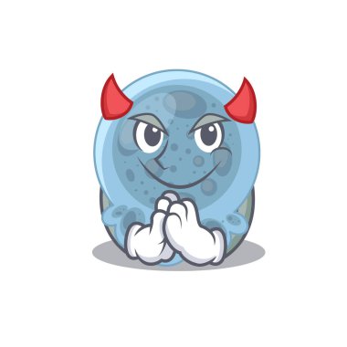 Pasteurella Cadılar Bayramı gecesinde şeytan çizgi film karakteri gibi giyinmişti. Vektör illüstrasyonu