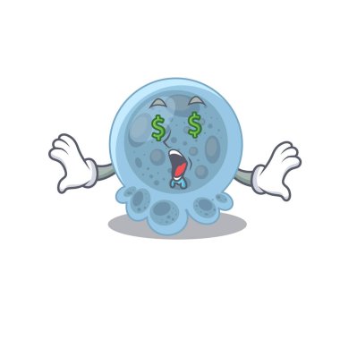 Mutlu zengin çizgi film konsepti Pasteurella ve para gözlü. Vektör illüstrasyonu