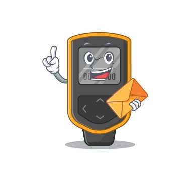 Neşeli bir dalış bilgisayarı karikatür tasarım konsepti içinde bir zarf