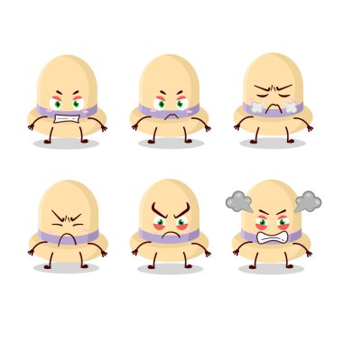 Çeşitli sinirli ifadeleri olan bir çizgi film karakteri.