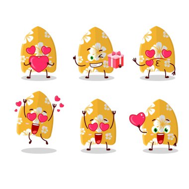 Aşk ifadesi olan sörf tahtası çizgi film karakteri.