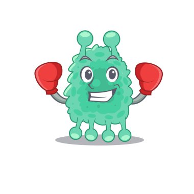 Azotobacter Vinelandii 'nin maskot tasarımında sportif bir boks sporcusu. Vektör illüstrasyonu