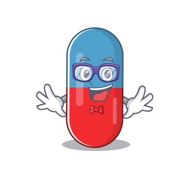 Tuhaf gözlük takan inek haplarının karikatür çizimi.