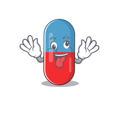 Hapların maskot tasarımı. Tuhaf, çılgın bir yüzü var.