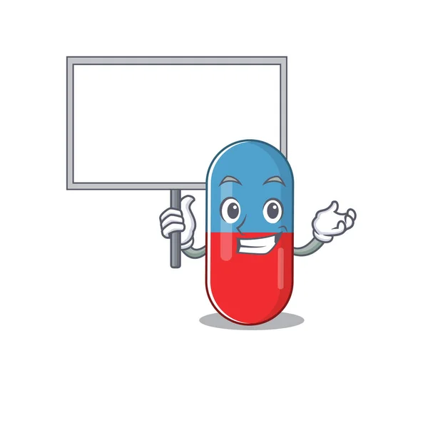 Sweet Mascot design of pills drug bring a board — Stock Vector