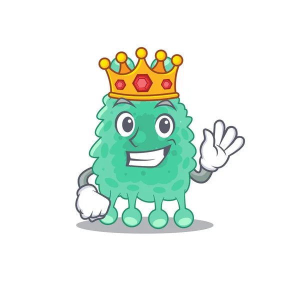 Wise King Azotobacter Vinelandii Mascot Design Style Gold Crown Vector — Stock Vector
