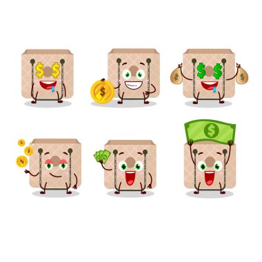 Şirin ifadeli çizgi film karakteri taşıyan kadınlar para getiriyor. Vektör illüstrasyonu