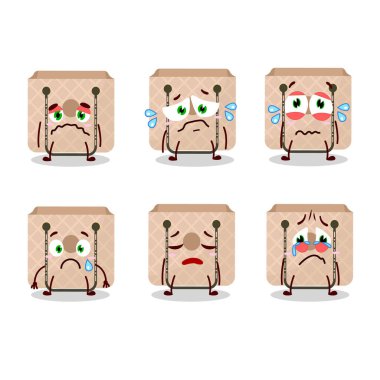 Kadınlar üzgün suratlı çizgi film karakteri fırlatıyor. Vektör illüstrasyonu.