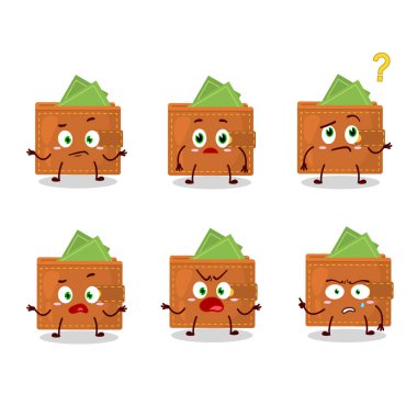 Cüzdanında hangi ifade olan çizgi film karakteri. Vektör illüstrasyonu