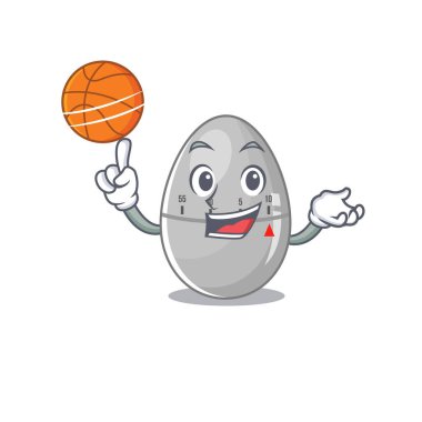 Yumurta mutfağının basketbol zamanlayıcısının spor çizgi filmi maskot tasarımı