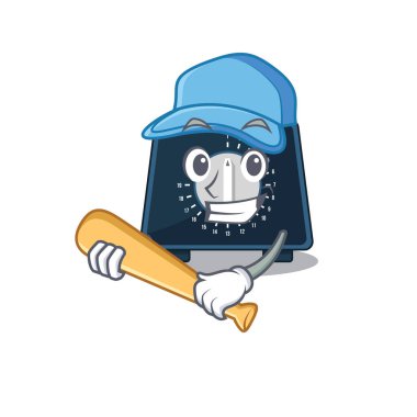 Çekici mutfak zamanlayıcısı beyzbol oynayan karikatür karakteri
