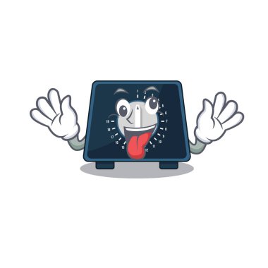 Mutfak zamanlayıcısının maskot tasarımı. Komik, çılgın bir yüzü var.