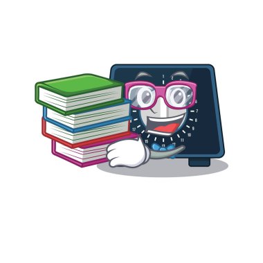 Mutfak zamanlayıcısı maskotu tasarımında çalışkan bir öğrenci birçok kitap okudu.