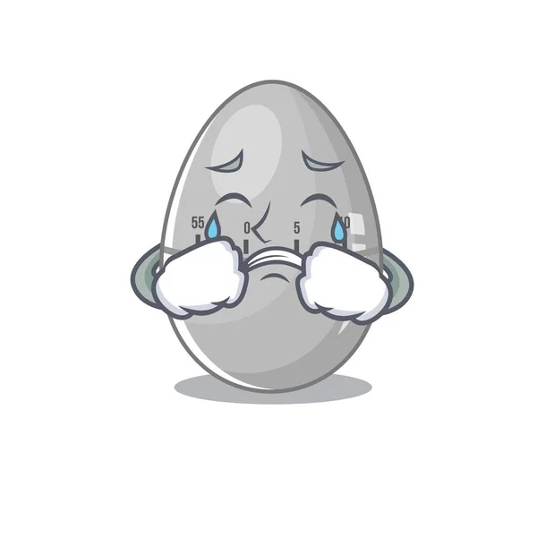 Diseño de caricatura de huevo temporizador de cocina con una cara triste — Vector de stock