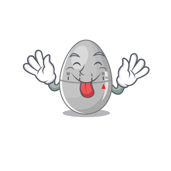 Funny huevo cocina temporizador diseño de dibujos animados con la lengua hacia fuera la cara — Archivo Imágenes Vectoriales