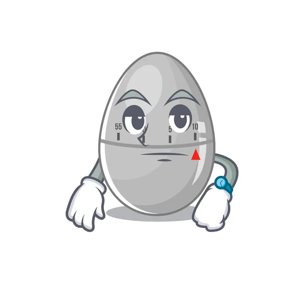 Styl projektowania maskotki jajko kuchnia zegar z gestem oczekiwania — Wektor stockowy