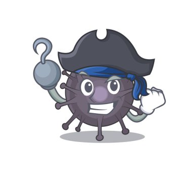 Tek çengel elli Korsan karakter salmonella çizgi film tasarımı. Vektör illüstrasyonu