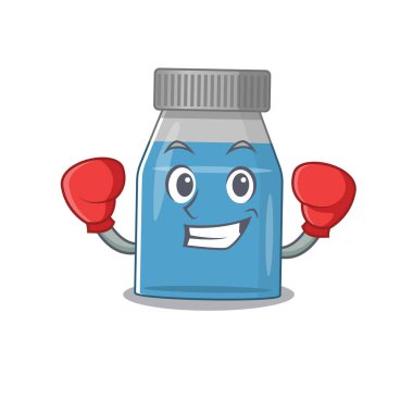 Bir boks şampiyonu olarak şurup tıbbı karikatür karakter tasarımı. Vektör illüstrasyonu