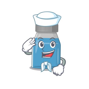 Cesur bir denizci karikatür tasarımı şerbet ilacı yelken açmaya hazır. Vektör illüstrasyonu