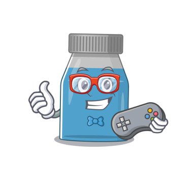 Çizgi film maskot dizaynı. Şerbet şurubu oyuncusunun kontrolörü. Vektör illüstrasyonu