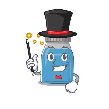 Şurup şurubu karikatür tasarım tarzında zeki bir sihirbaz. Vektör illüstrasyonu