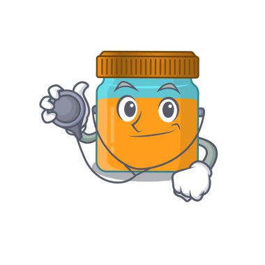 Gülen doktor çizgi film karakteri aletli bal kavanozu