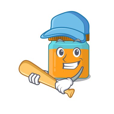 Beyzbol oynayan çekici bal kavanozu karikatür karakteri