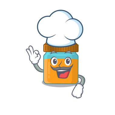 Şef şapkası takan yetenekli bal kavanozu şefi çizimi