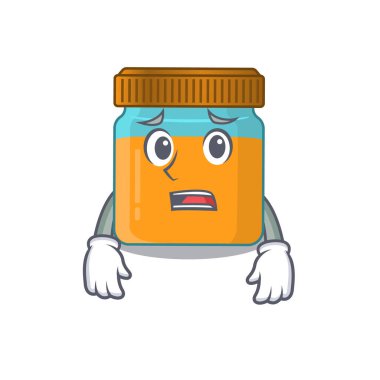 Karikatür tasarım tarzı bal kavanozu endişeli bir yüze sahip.