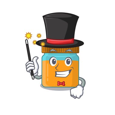 Bal kavanozu karikatür tasarım tarzının göz kamaştırıcı zeki sihirbazı.