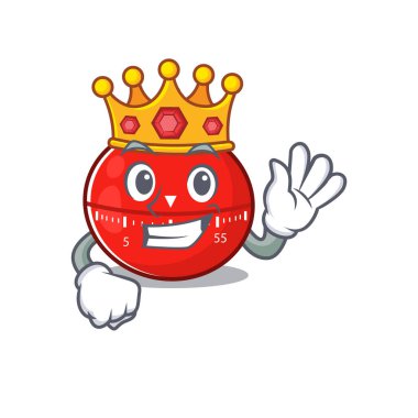 Domates mutfağının mütevazı kralı, altın kaplama karikatür tasarımı. Vektör illüstrasyonu