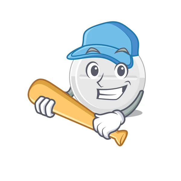Cool Comprimé Drogue Caricature Image Conception Jouer Baseball Illustration Vectorielle — Image vectorielle
