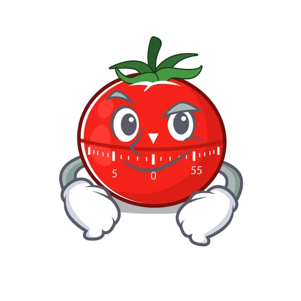 Cute Caricature Picture Tomato Kitchen Timer Having Confident Gesture Vector — Stock Vector