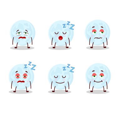 Uykulu ifadeli mavi ayın çizgi film karakteri