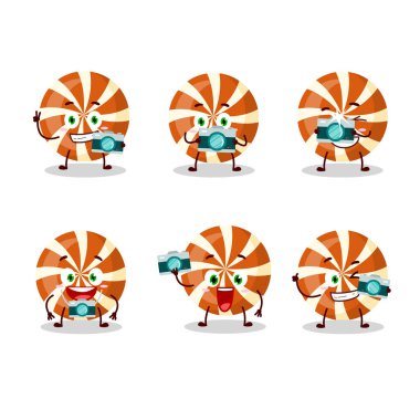 Spiral şeker çizgi film karakteri ile fotoğrafçılık mesleği simgesi