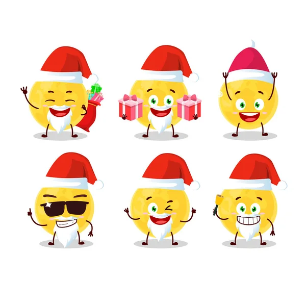Emoticones de Santa Claus con personaje de dibujos animados de luna amarilla — Vector de stock