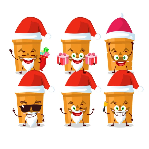 Émoticônes du Père Noël avec personnage de dessin animé seau halloween — Image vectorielle