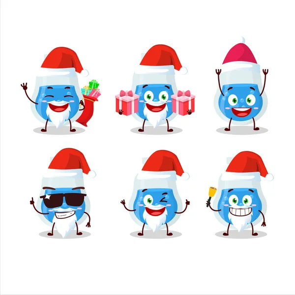 Emoticones de Santa Claus con personaje de dibujos animados de poción azul — Vector de stock